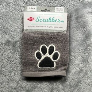 Ritz Gray Paw Print Scrubber Cloth 2 Pack